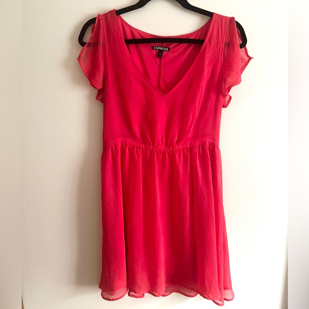 Express Coral Flutter Sleeve Dress Size S